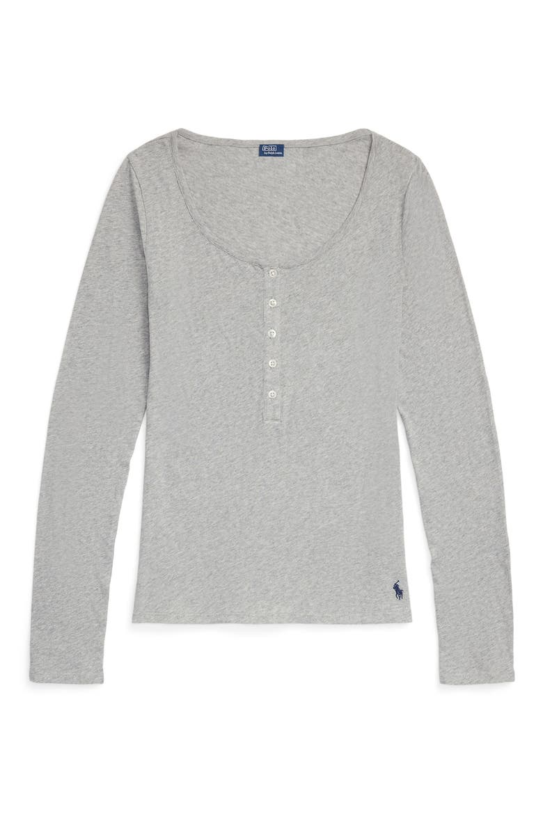 Long & Lean Cotton Jersey Lounge Henley, Alternate, color, HEATHER GREY