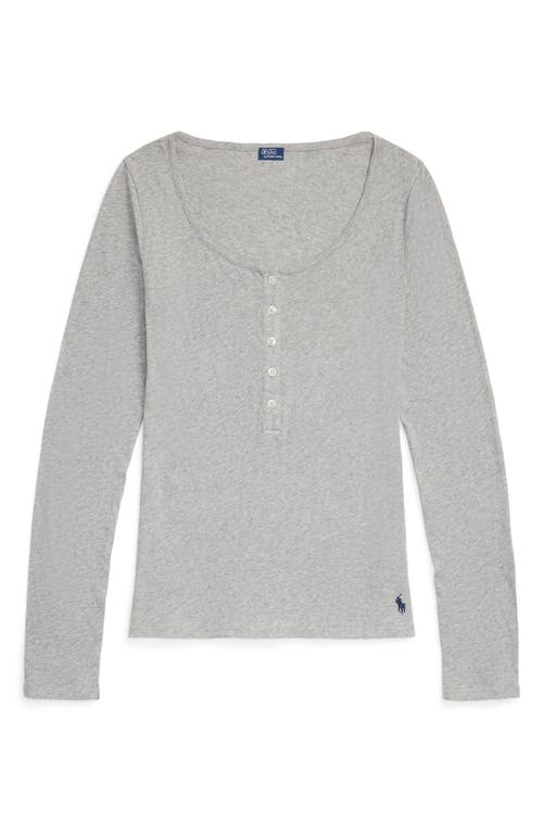 Polo Ralph Lauren Long & Lean Cotton Jersey Lounge Henley In Heather Grey