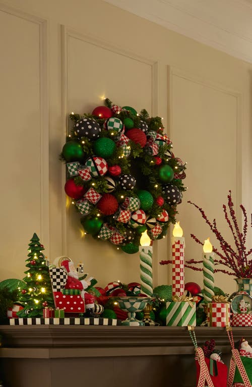 Mackenzie-childs Mackenzie Childs Check It Out Illuminated Holiday Wreath In Green