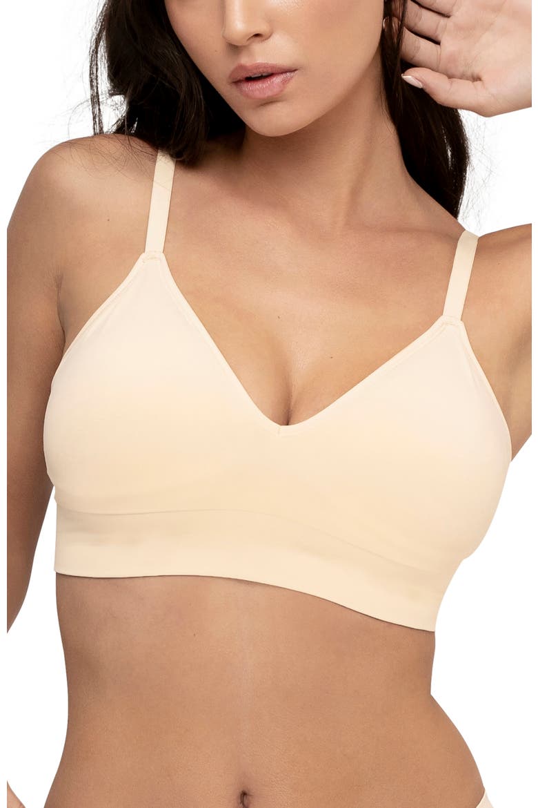 The Neckline Pullover Bralette, Main, color, Sand