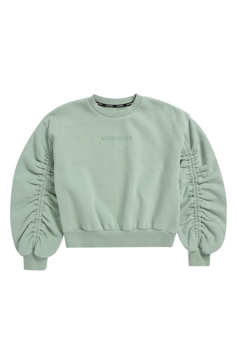 smALLSAINTS by ALLSAINTS Kids' Ruched Sleeve Sweatshirt, Main, color, Green