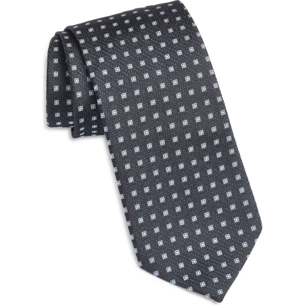 Hugo Boss Boss Micropattern Silk & Wool Blend Tie Treated With Antimicrobial Technology To Keep You Feeling Fr In Blue
