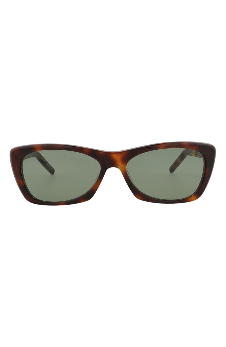 Saint Laurent 58mm Rectangular Sunglasses, Main, color, Havana Havana Green
