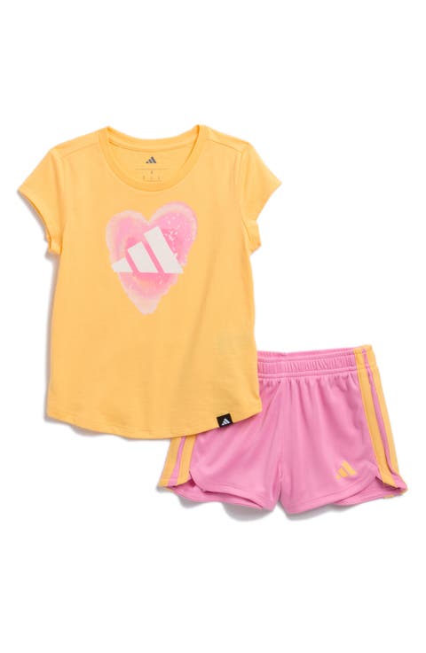 Kids' Logo T-Shirt & 3-Stripes Shorts (Little Kid)
