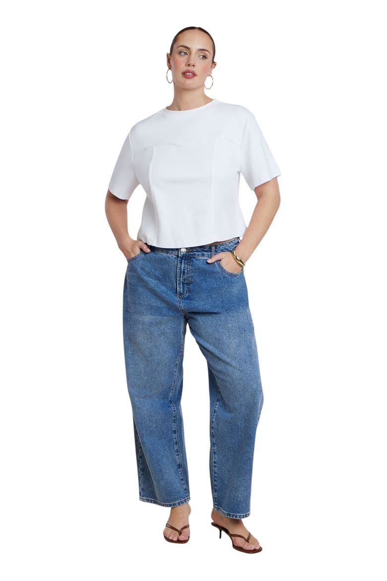 Bustier Seam Detail Tee, Alternate, color, OPTIC WHITE