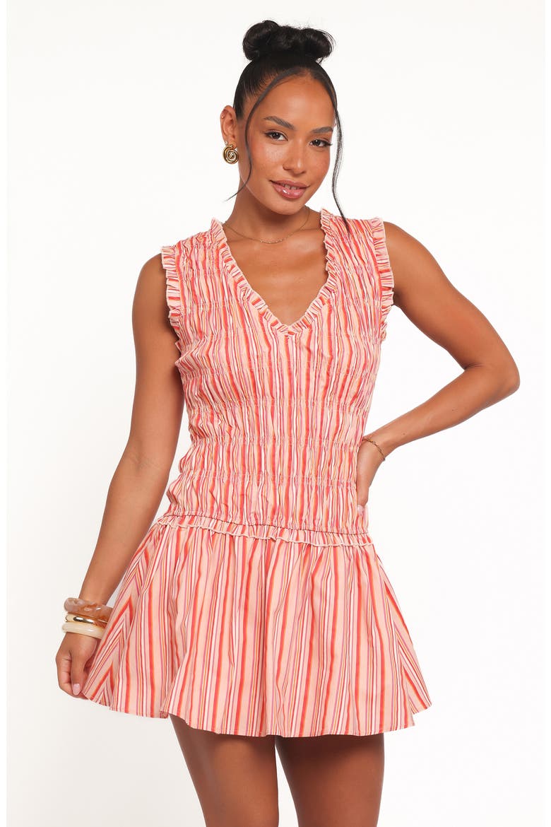 Leabrook Stripe Smocked Minidress, Alternate, color, PEACH STRIPE
