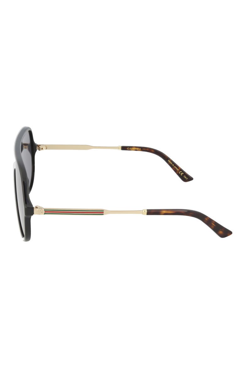 60mm Wrap Sunglasses, Alternate, color, SHINY BLACK