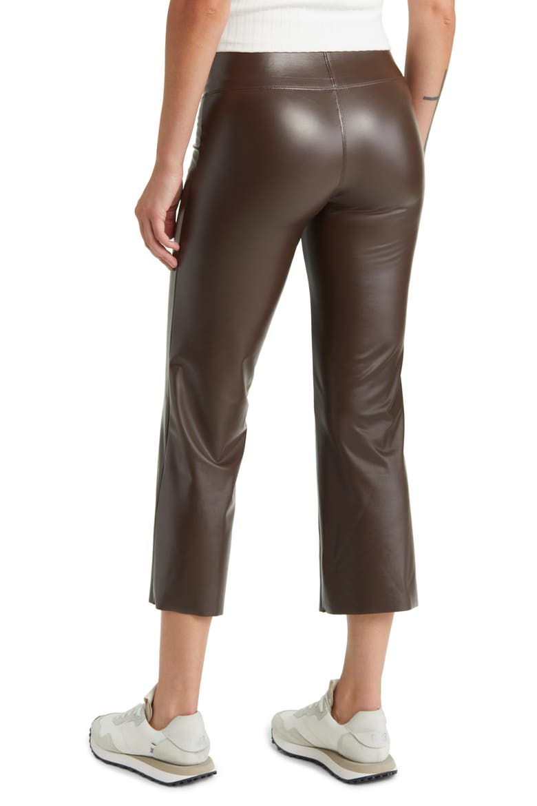 Crop Faux Leather Leggings, Alternate, color, CHOCOLATE BROWN