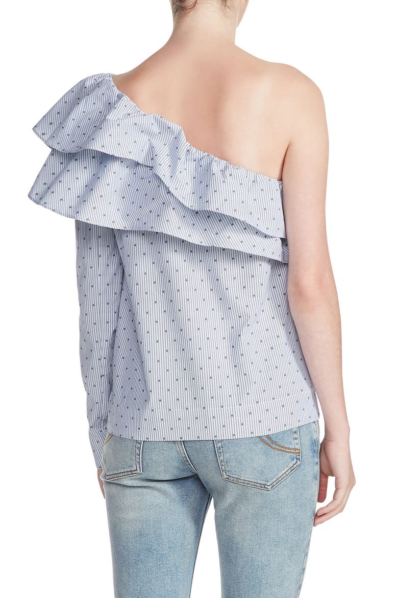 Elinableu One Shoulder Cotton Top, Alternate, color, BLEU