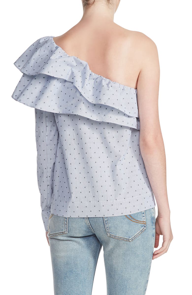 maje Elinableu One Shoulder Cotton Top, Alternate, color, 