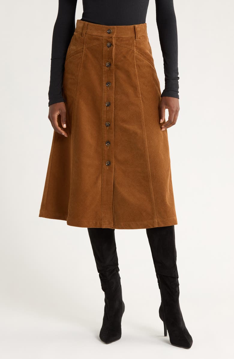 PAIGE Jahn Corduroy Midi Skirt, Main, color,
