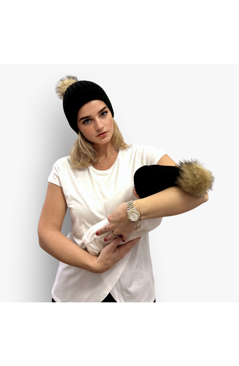 Accouchée Mom n Me Beanie Set, Alternate, color, Black