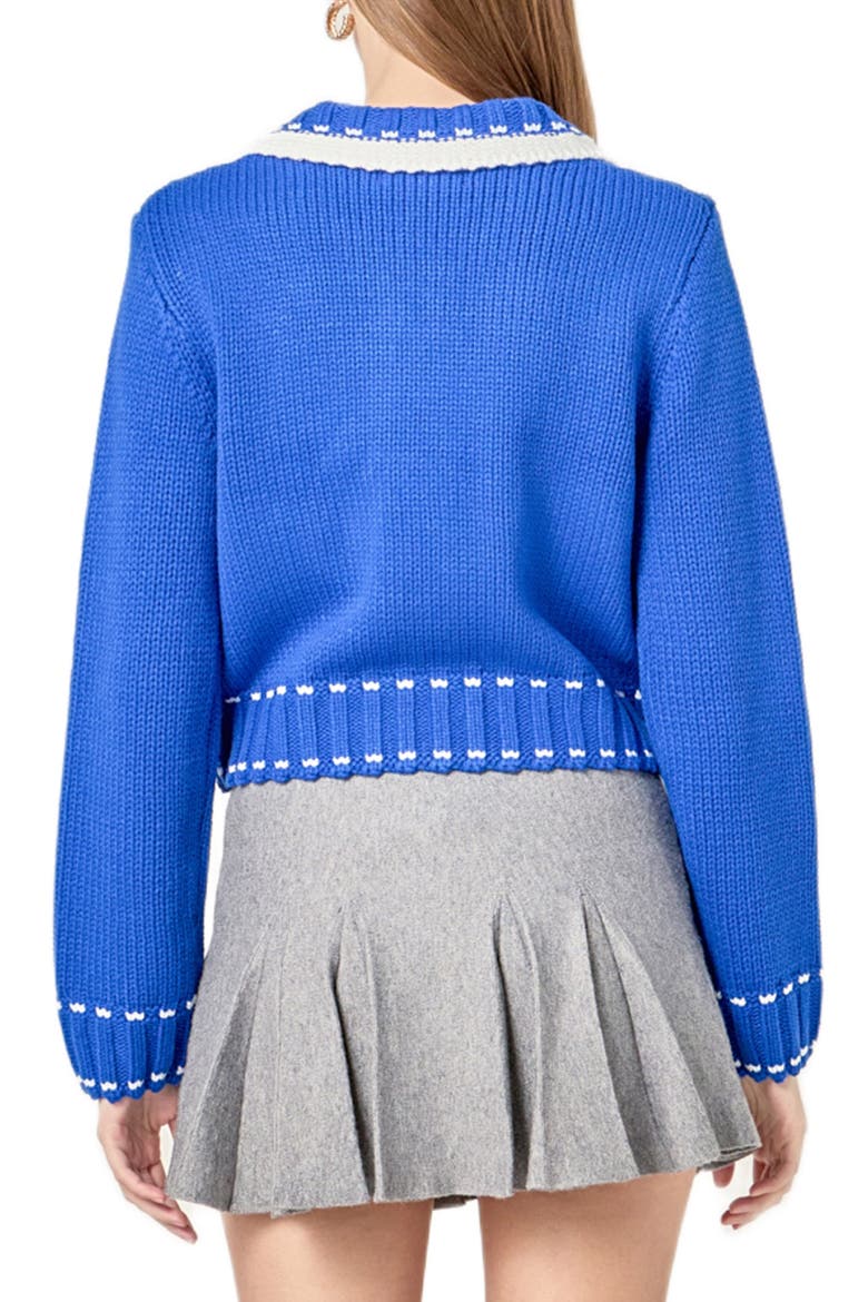Bow Cardigan, Alternate, color, BLUE/ WHITE
