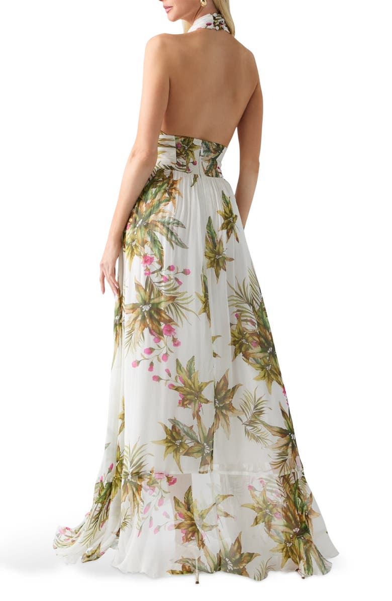 Marciano Hassana Floral Print Halter Maxi Dress, Alternate, color, White Multi