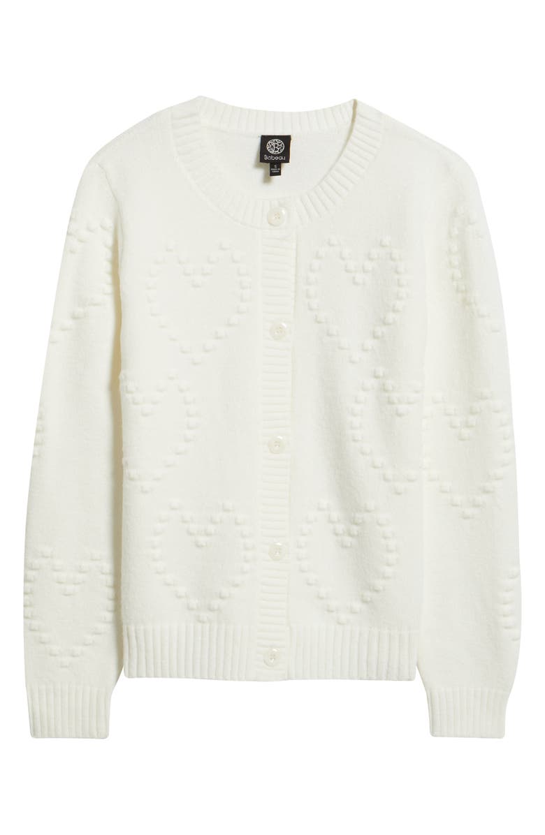Bobeau Embroidered Heart Cardigan, Alternate, color, Cream