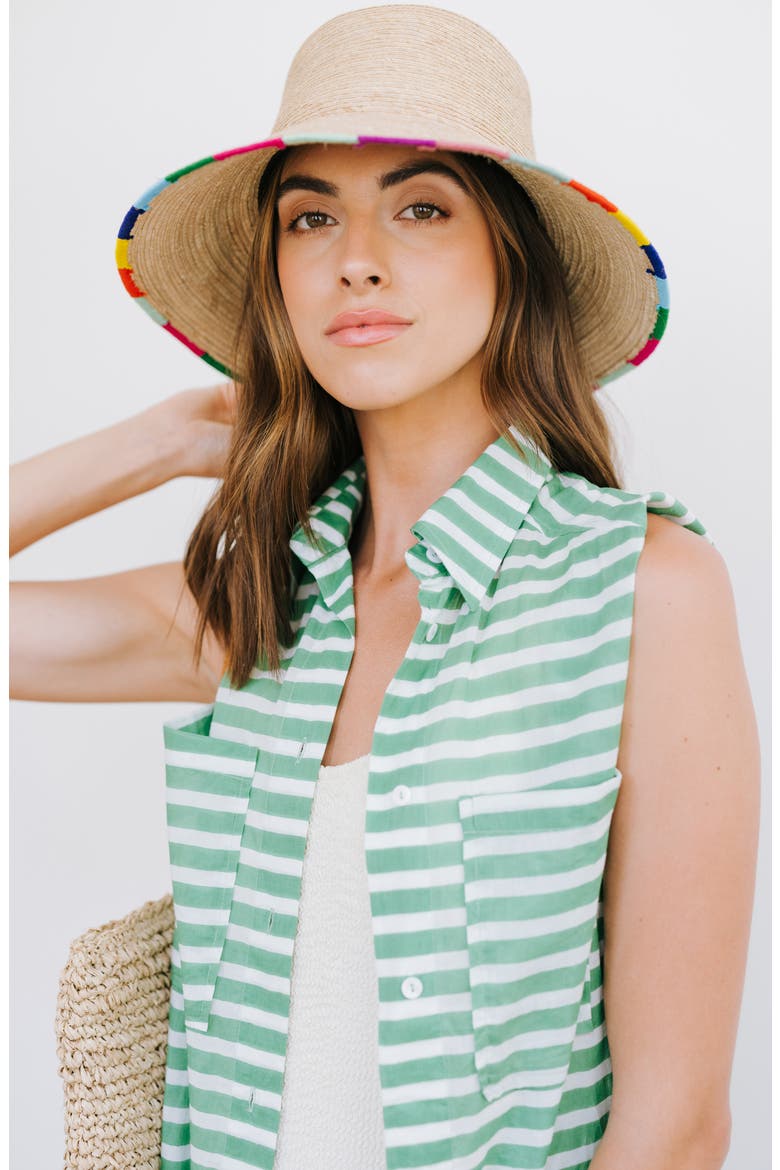 Erica Palm Bucket Hat, Alternate, color, BEIGE MULTI