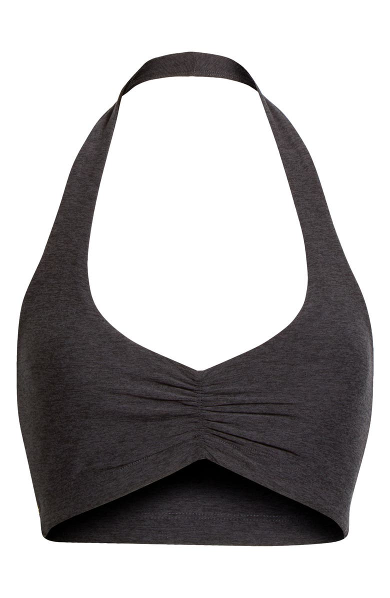 Year of Ours Stretch Halter Sports Bra, Main, color, Heather Black