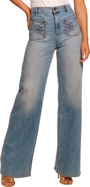 Ramy Brook Heidi Patch Pocket High Waist Wide Leg Jeans