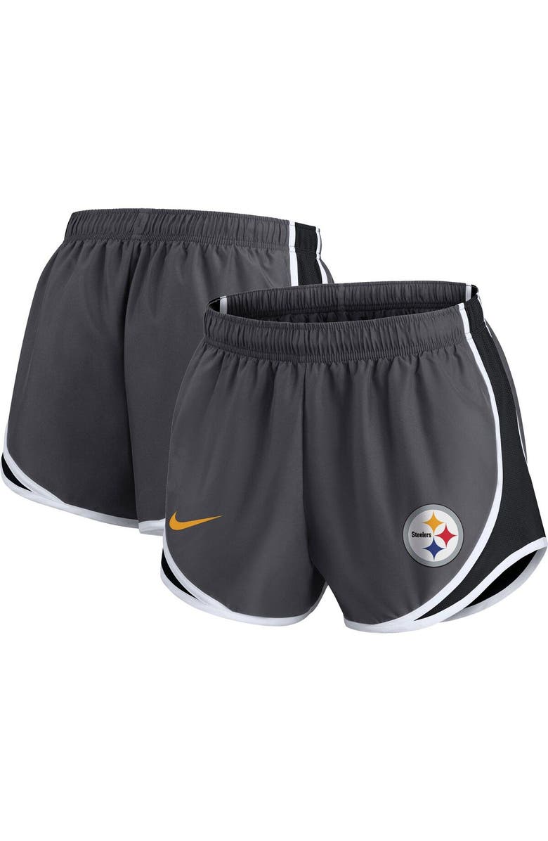 Nike Women's Nike Charcoal Pittsburgh Steelers Plus Size Logo Performance Tempo Shorts, Main, color, Charcoal