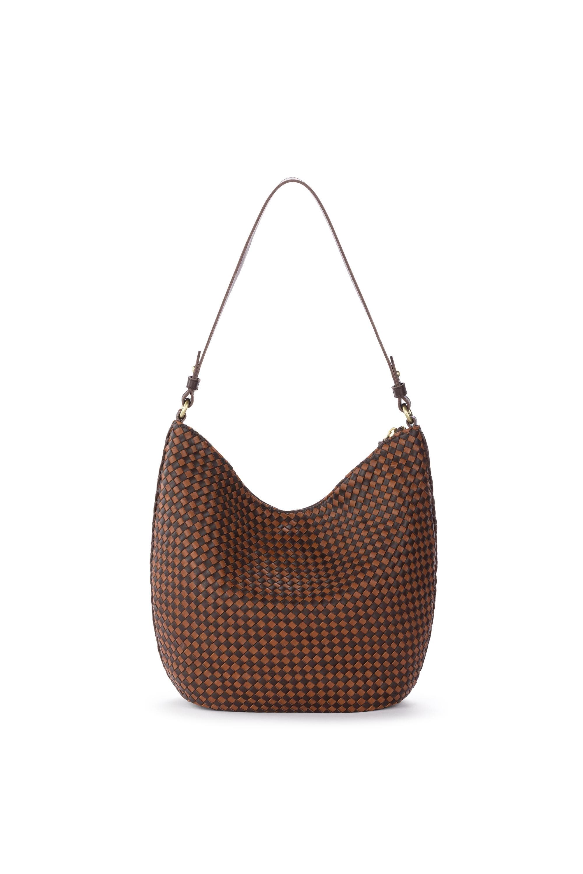 Sequoia Hobo Leather Bag, Alternate, color, Woven Mahogany Cognac