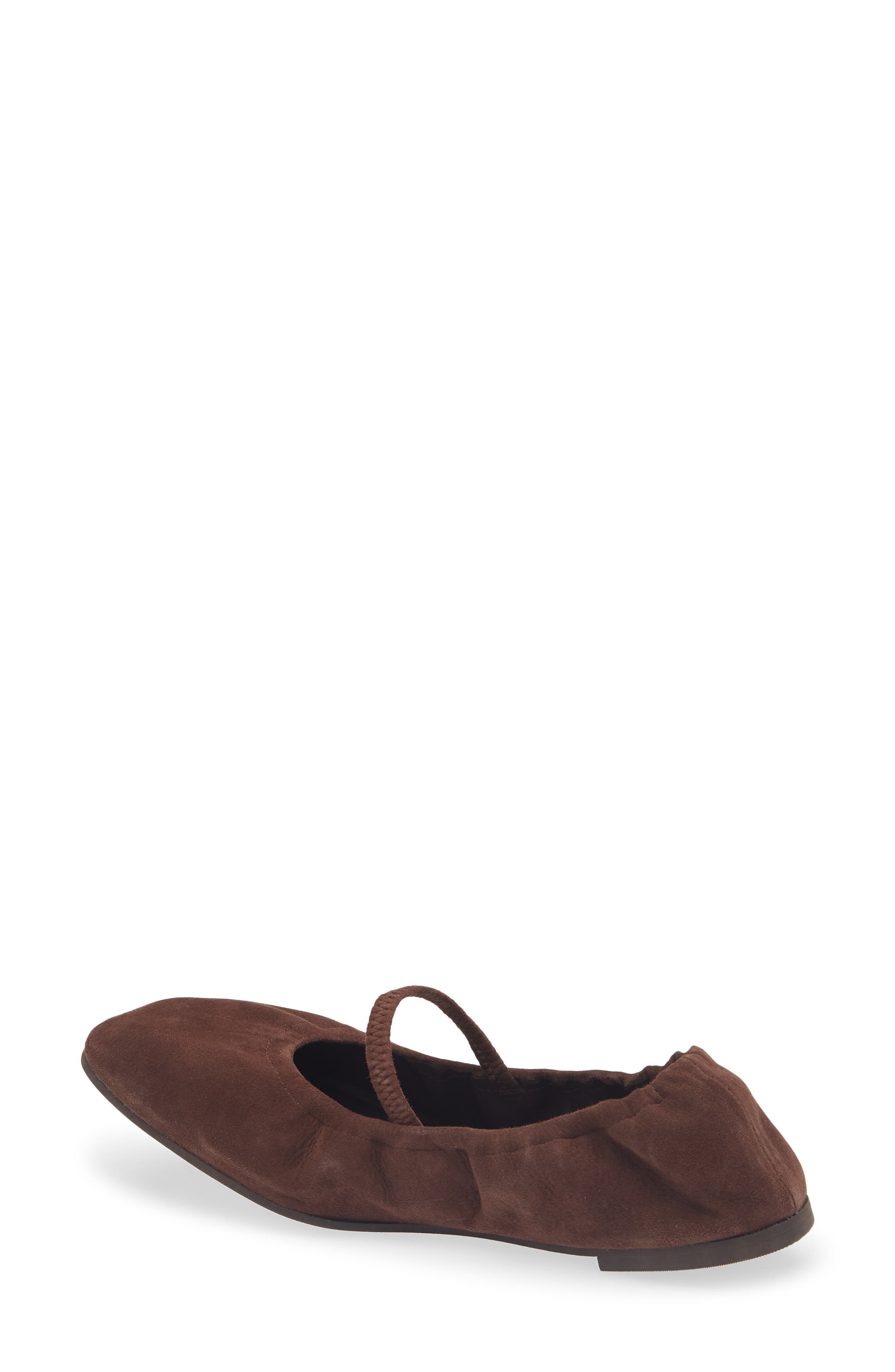Reformation Buffy Mary Jane Ballet Flat, Alternate, color, Espresso Suede