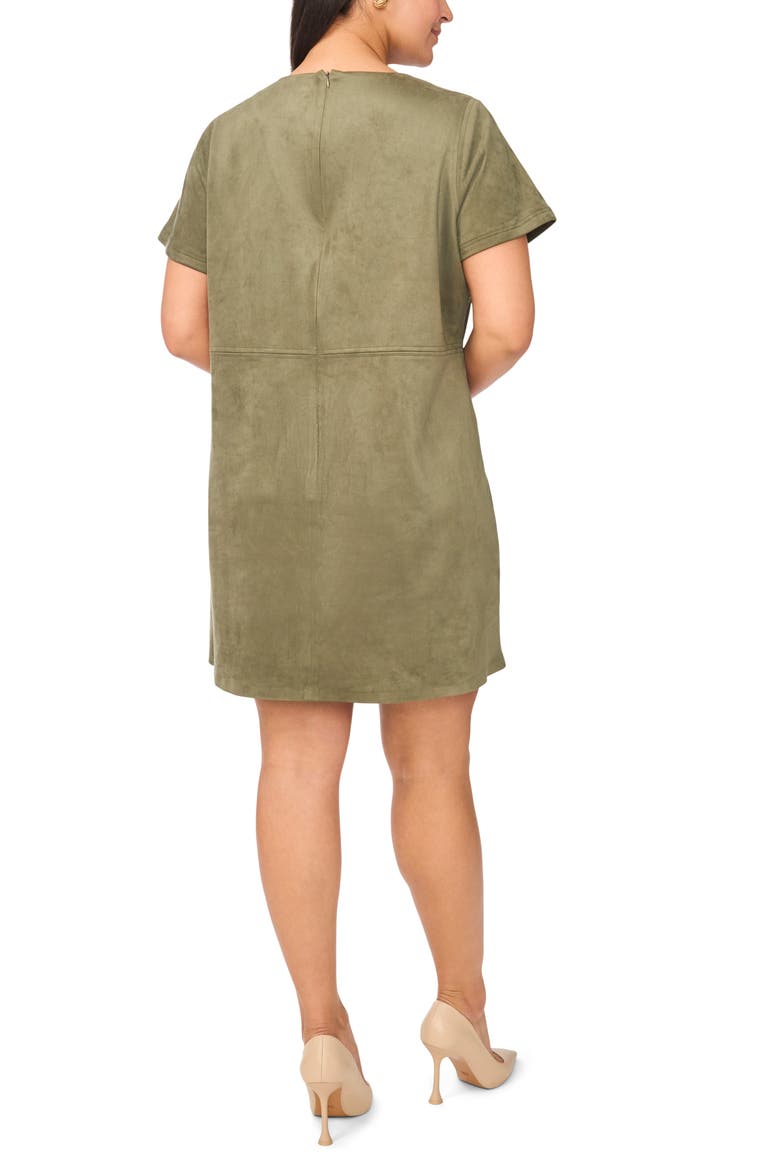 Faux Suede Paneled Shift Minidress, Alternate, color, EMERALD LEAF