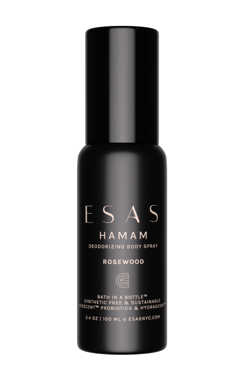 Esas NYC Rosewood Hamam Organic Deo Body Spray - Cedarwood & Crimson Rose, Main, color, Black