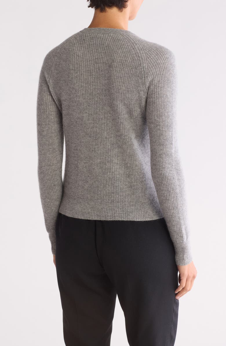 Bruno Magli Cashmere Rib Raglan Crew Sweater, Alternate, color, Grey