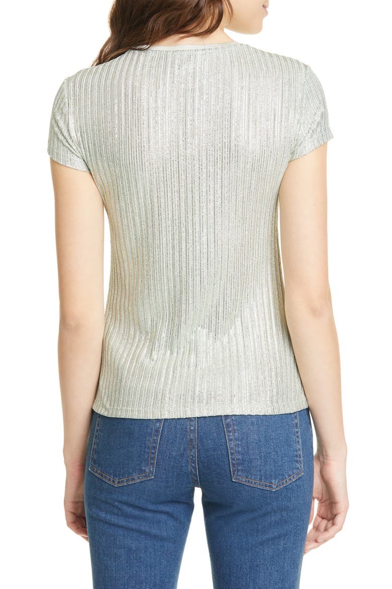 Catrino Metallic Stripe Fitted Tee, Alternate, color, MINT