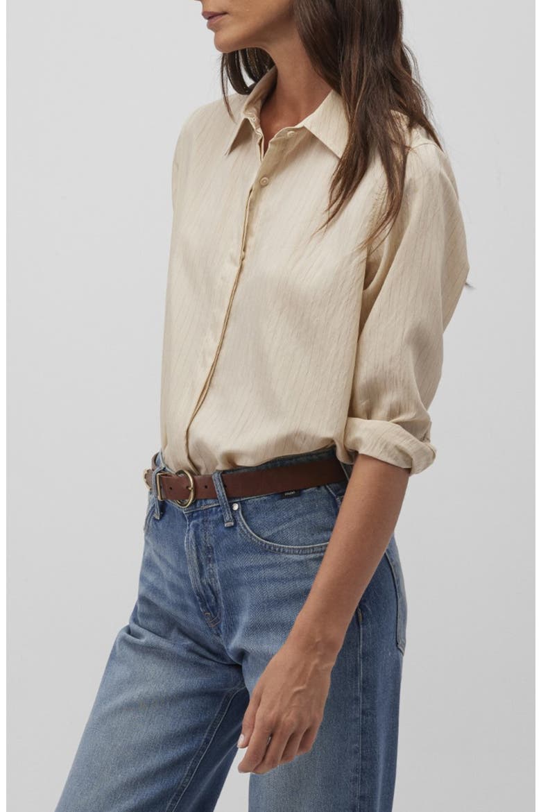Stripe Poplin Button-Up Shirt, Alternate, color, COCONUT MILK STRIPE