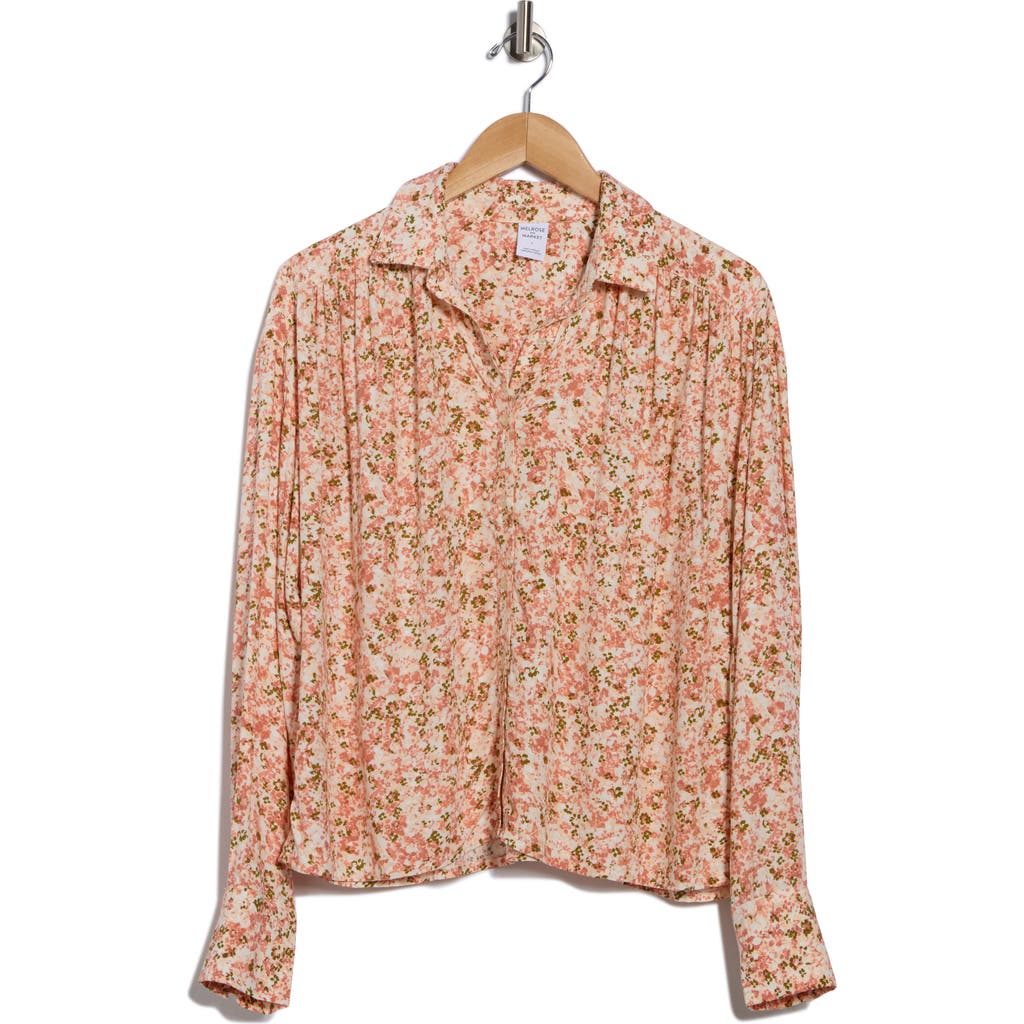 Melrose And Market Flowy Long Sleeve Button-up Shirt In Pink
