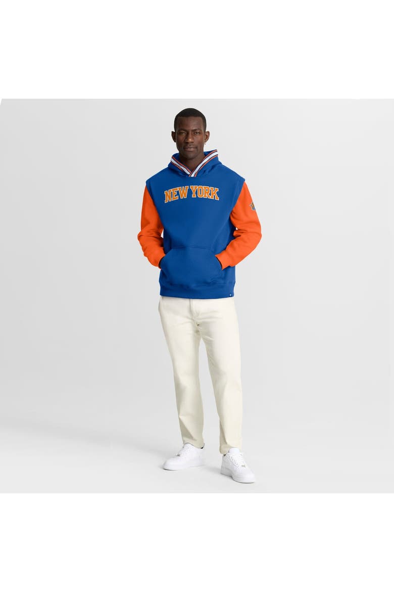 Men's Fanatics  Blue/Orange New York Knicks Half Court Shot Clock Fastbreak Hoodie, Alternate, color, Blue