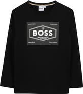 BOSS Kidswear Kids' Logo Long Sleeve Cotton Graphic T-Shirt