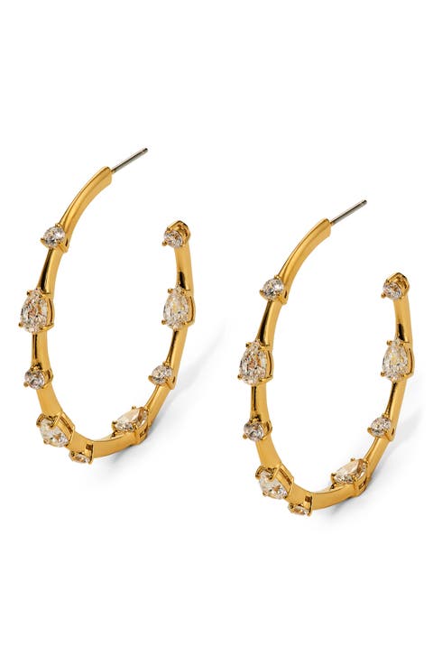 Hera Cubic Zirconia Elongated C-Hoop Earrings