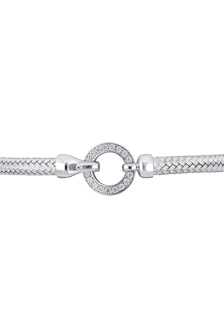 Cubic Zirconia Weave Bangle Buckle Clasp, Alternate, color, Sterling Silver