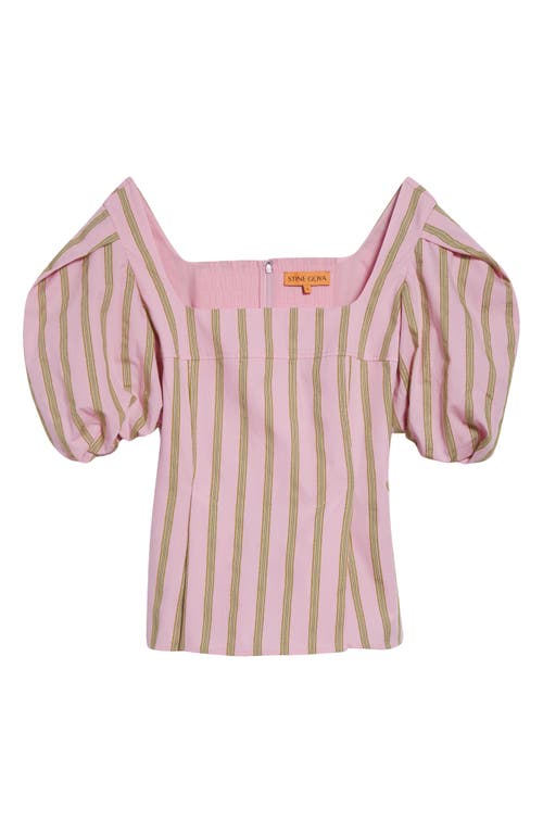 Stine Goya Soft Jacquard Weave Blouson Sleeve Top Wallpaper Stripes In Wallpaper Stripes
