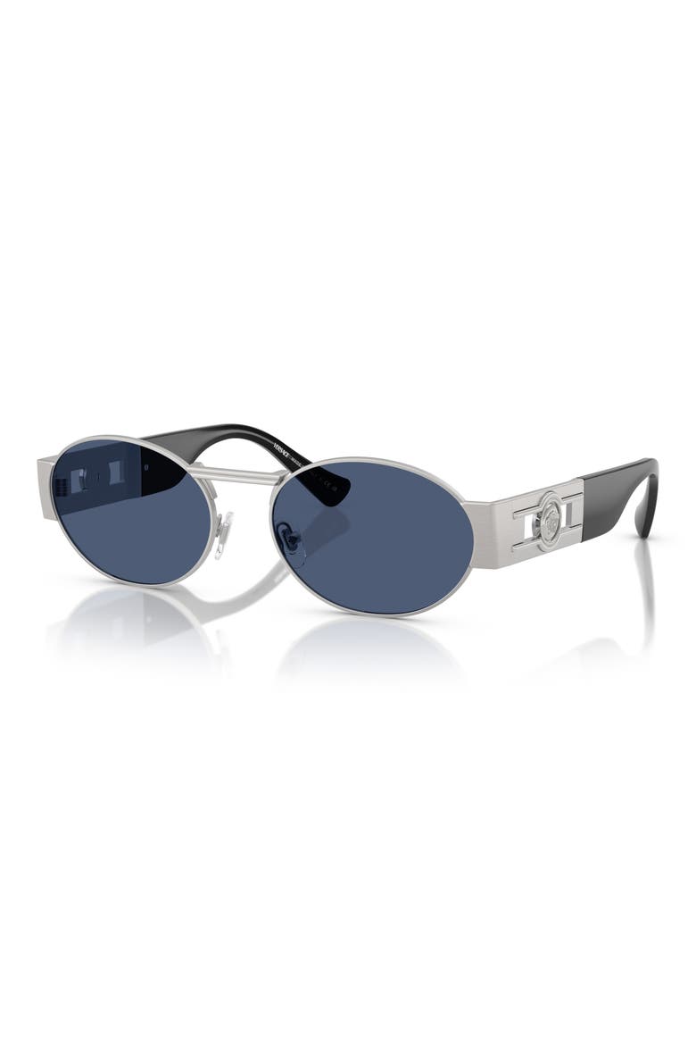 56mm Oval Sunglasses, Alternate, color, SILVER / DARK BLUE