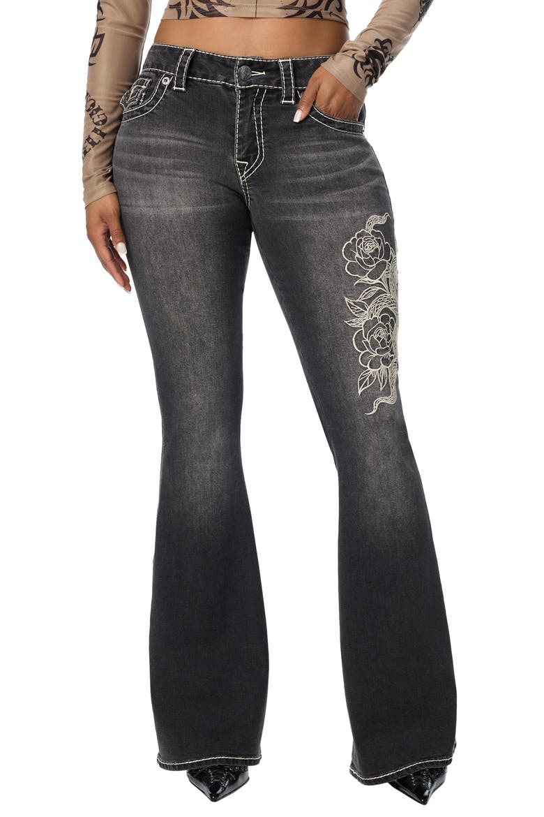 Snake Charlie Mid Rise Flare Jeans, Main, color, NIGHT SIGNAL
