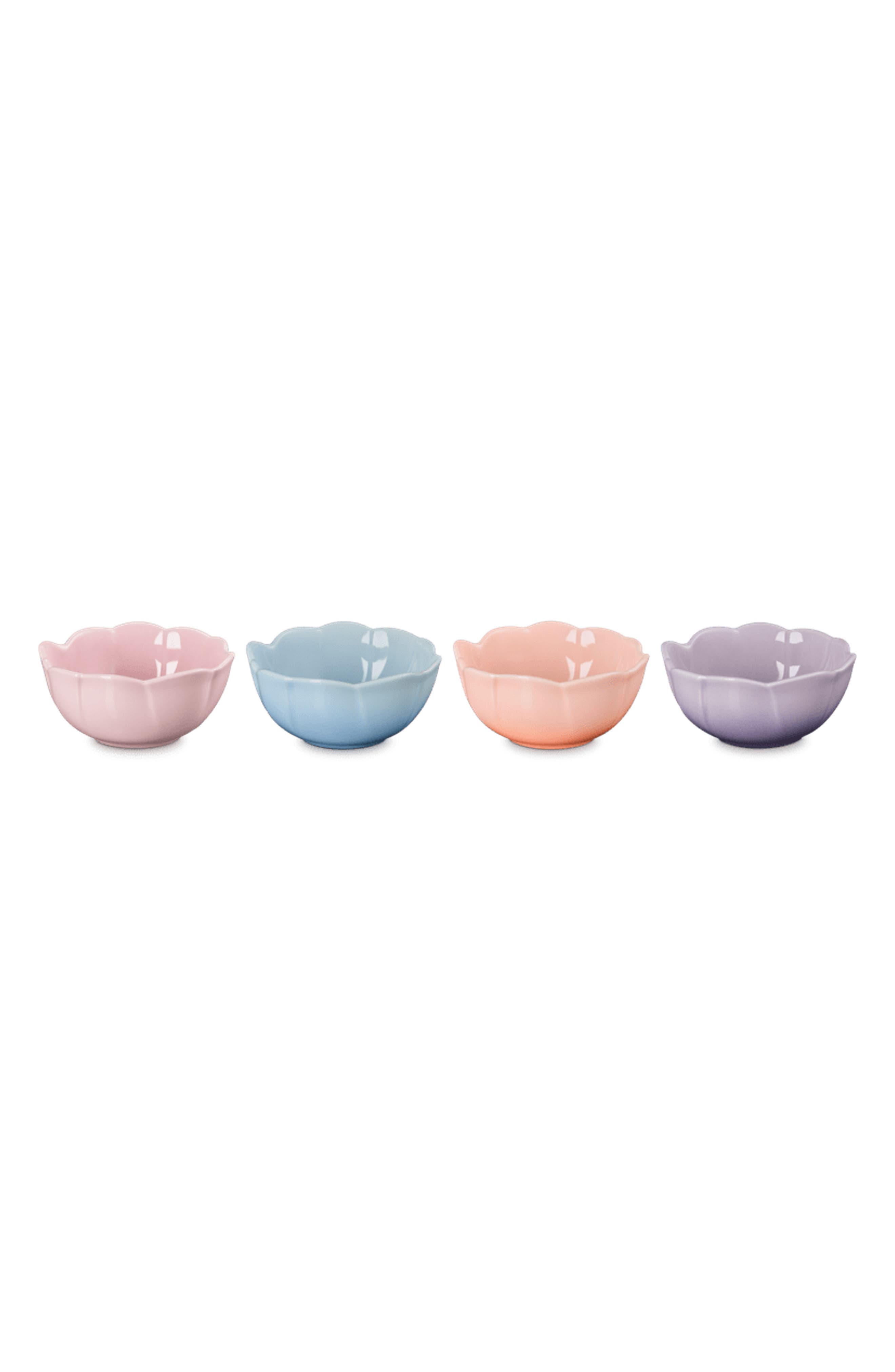 Le Creuset Stoneware Petal Set of 4 Bowls - Pink Multi Color
