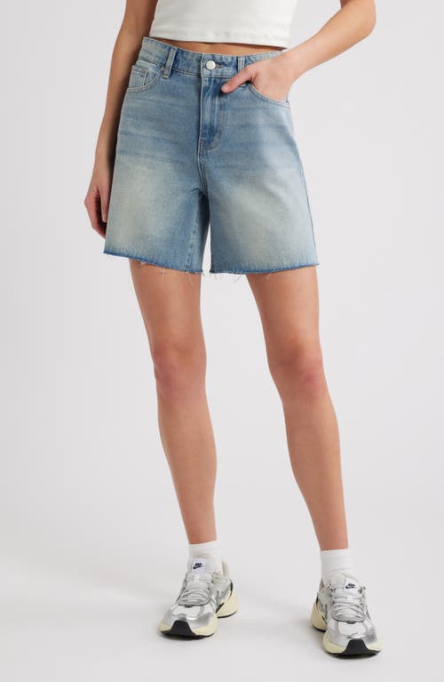 Ptcl Rhea High Waist Wide Leg Denim Shorts In Tinted Med Indigo