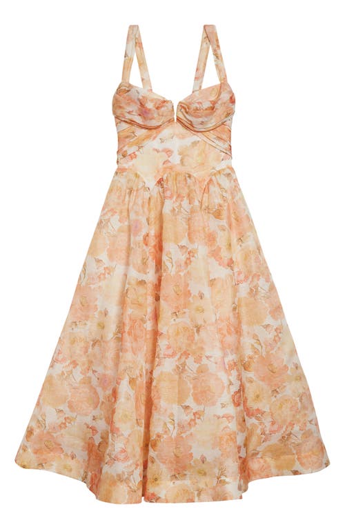 Zimmermann Womens Golden Bloom Rebellion Drape Linen And Silk Midi Dress In Orange