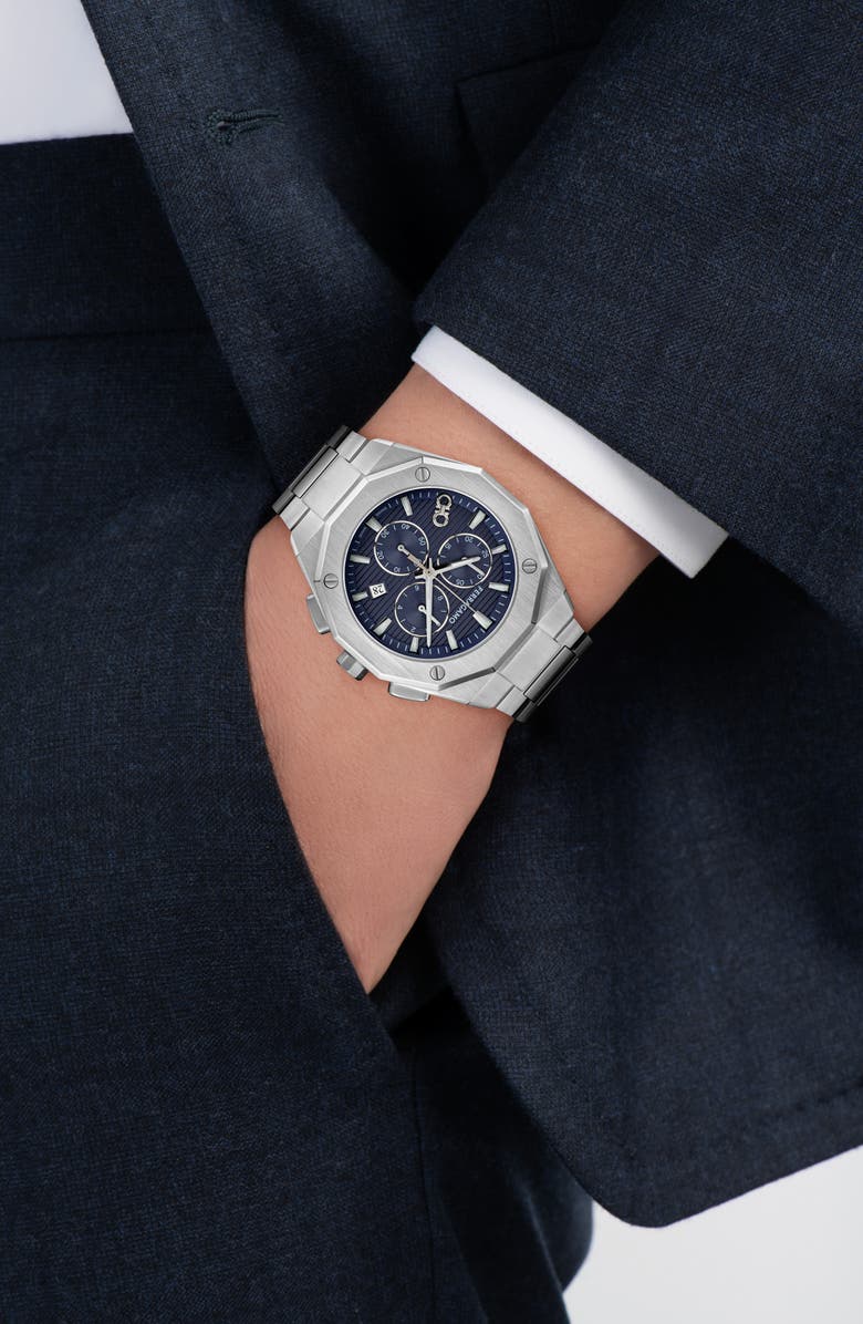 FERRAGAMO Edge Chronograph Bracelet Watch, 42mm, Alternate, color, Stainless Steel