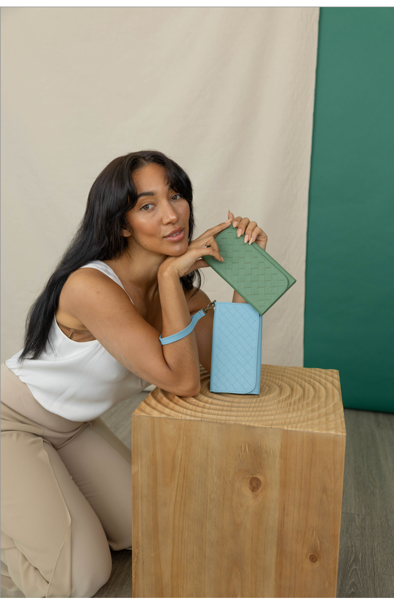 Deux Mains Woven Wristlet Wallet, Alternate, color, Sage Green