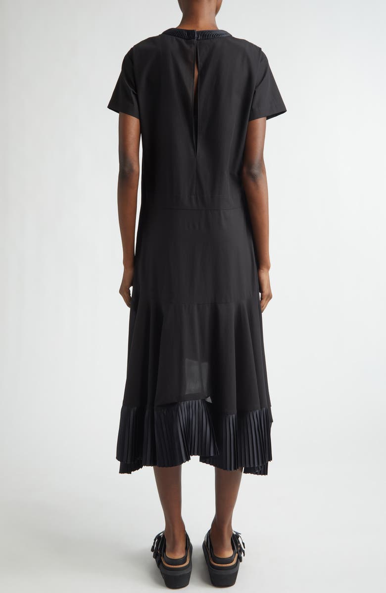 Sacai Cotton Broadcloth Dress, Alternate, color, Black