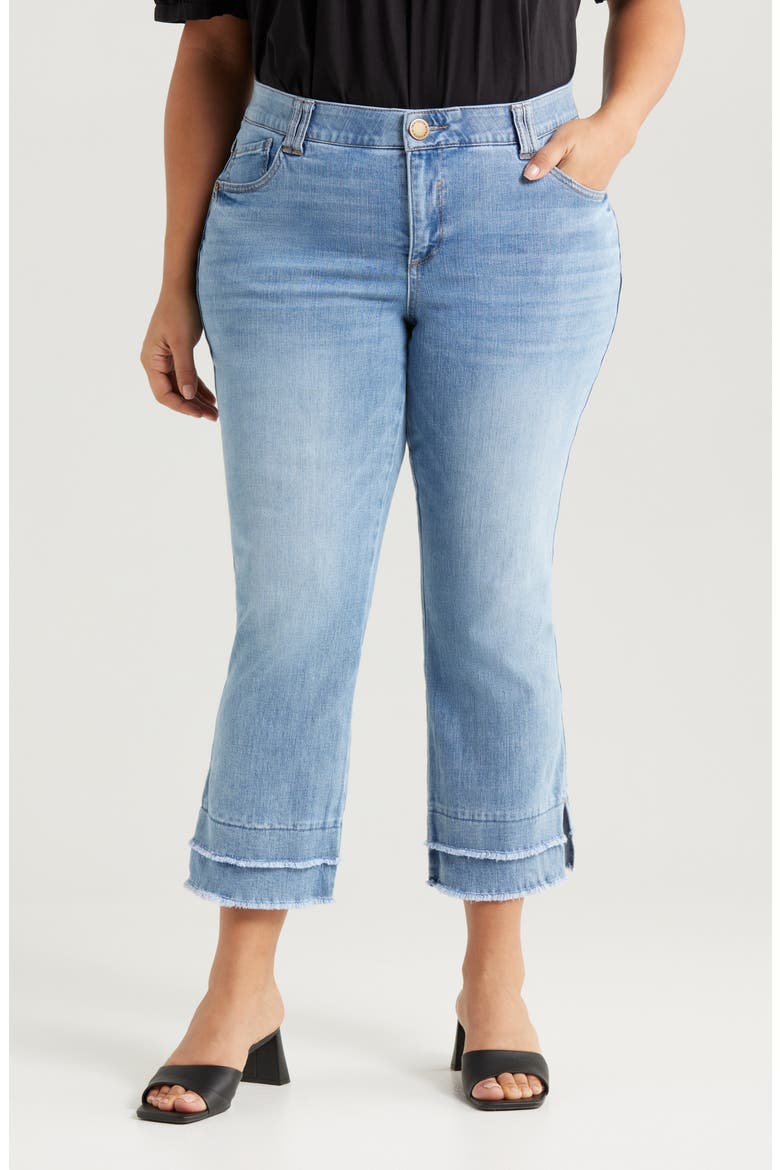 Double Frayed Kick Flare Jeans, Main, color, LIGHT BLUE ARTISANAL