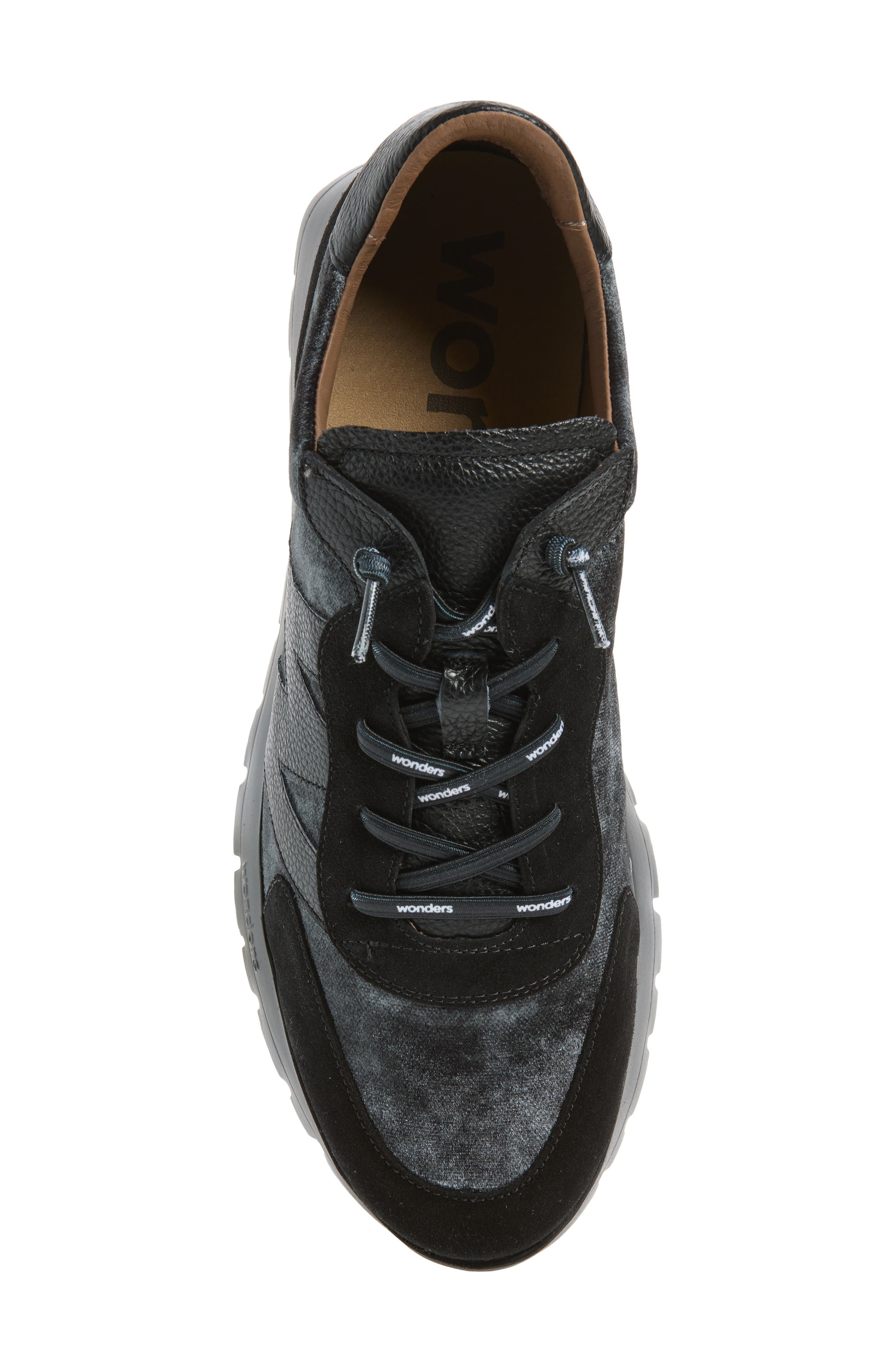 Velvet Platform Sneaker, Alternate, color, BLACK