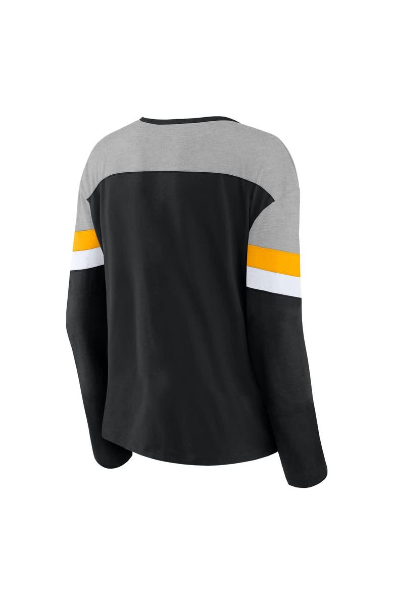 FANATICS Women's Fanatics  Black Pittsburgh Steelers Chevron Long Sleeve Fashion Top, Alternate, color, 