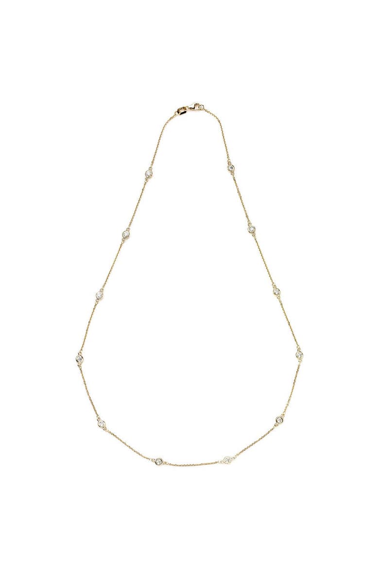 14K Gold 1.30cttw Bezel Diamond Station Necklace, Main, color, Yellow Gold