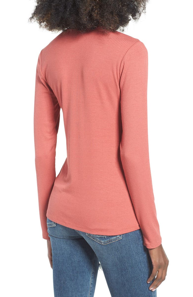 June & Hudson Ribbed Tie Neck Top, Alternate, color, 