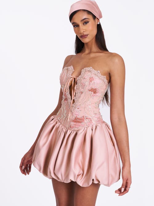 Miss Circle Palesa Ballet Style Embroidered Bubble Hem Mini Dress In Pink